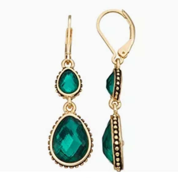 Napier Accessories - Fashion Jewelry Napier Gold Tone Simulated Emerald (10 pair)